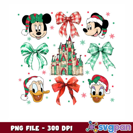Mickey and friends png, cute christmas png, disneyland png