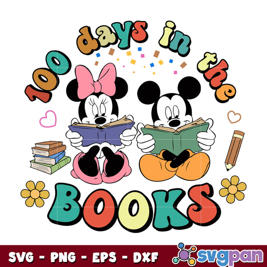 Mickey and minnie 100 days in the books svg