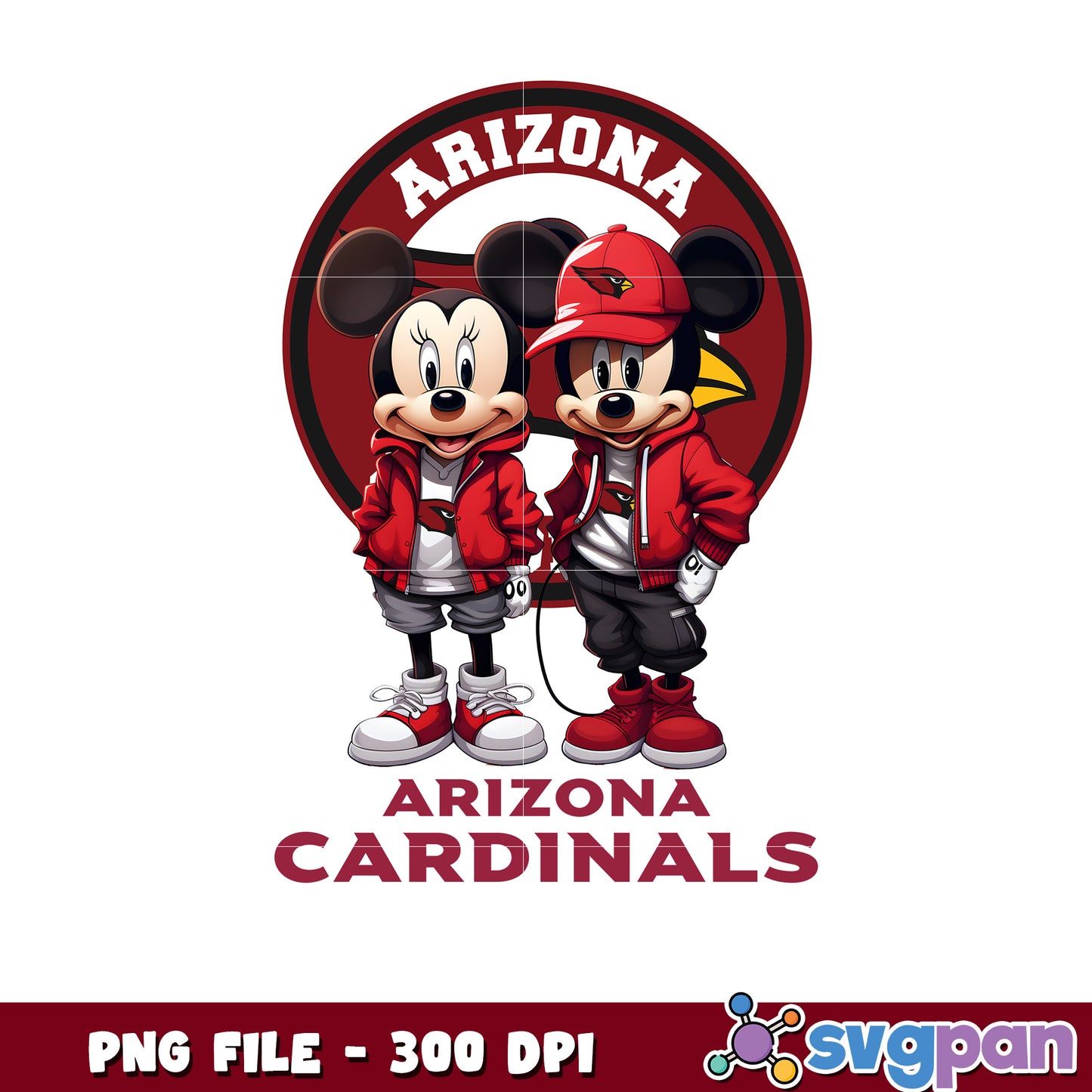 Mickey and minnie arizona cardinals png, disney mickey mouse png, nfl teams logo png