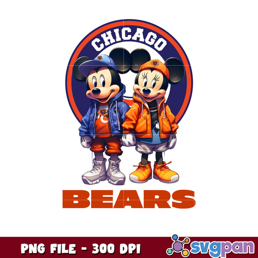Mickey and minnie chicago bears png, disney mickey mouse png, nfl teams logo png