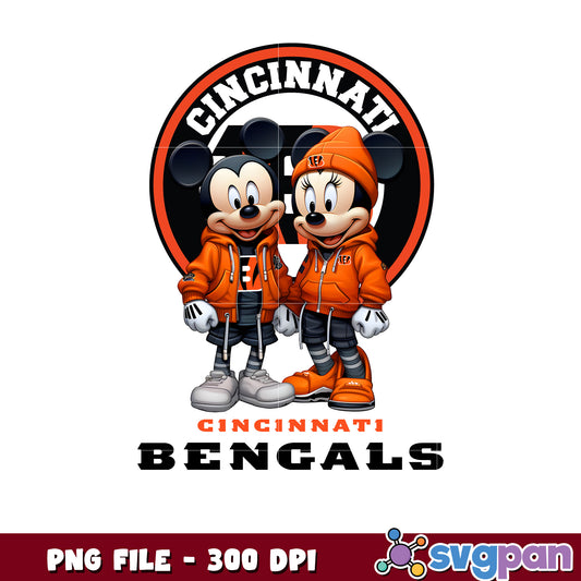 Mickey and minnie cincinnati bengals png, disney mickey mouse png, nfl teams logo png