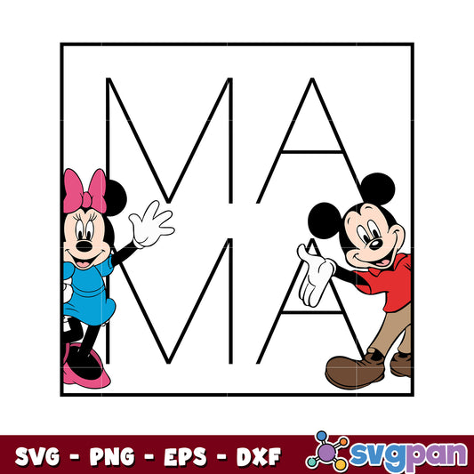 Mickey and minnie mama design svg, mickey and minnie mouse​ svg