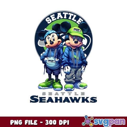 Mickey and minnie seattle seahawks png, disney mickey mouse png, nfl teams logo png