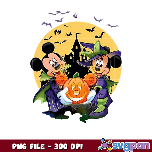 Mickey and minnie witch png, disney halloween png, halloween time png