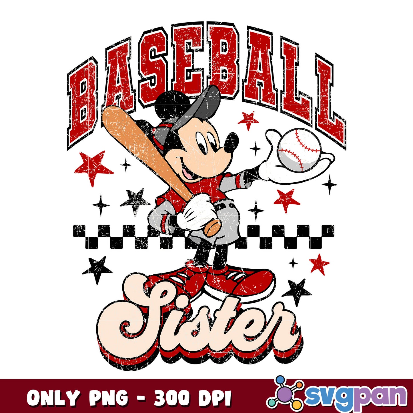 Mickey baseball sister png
