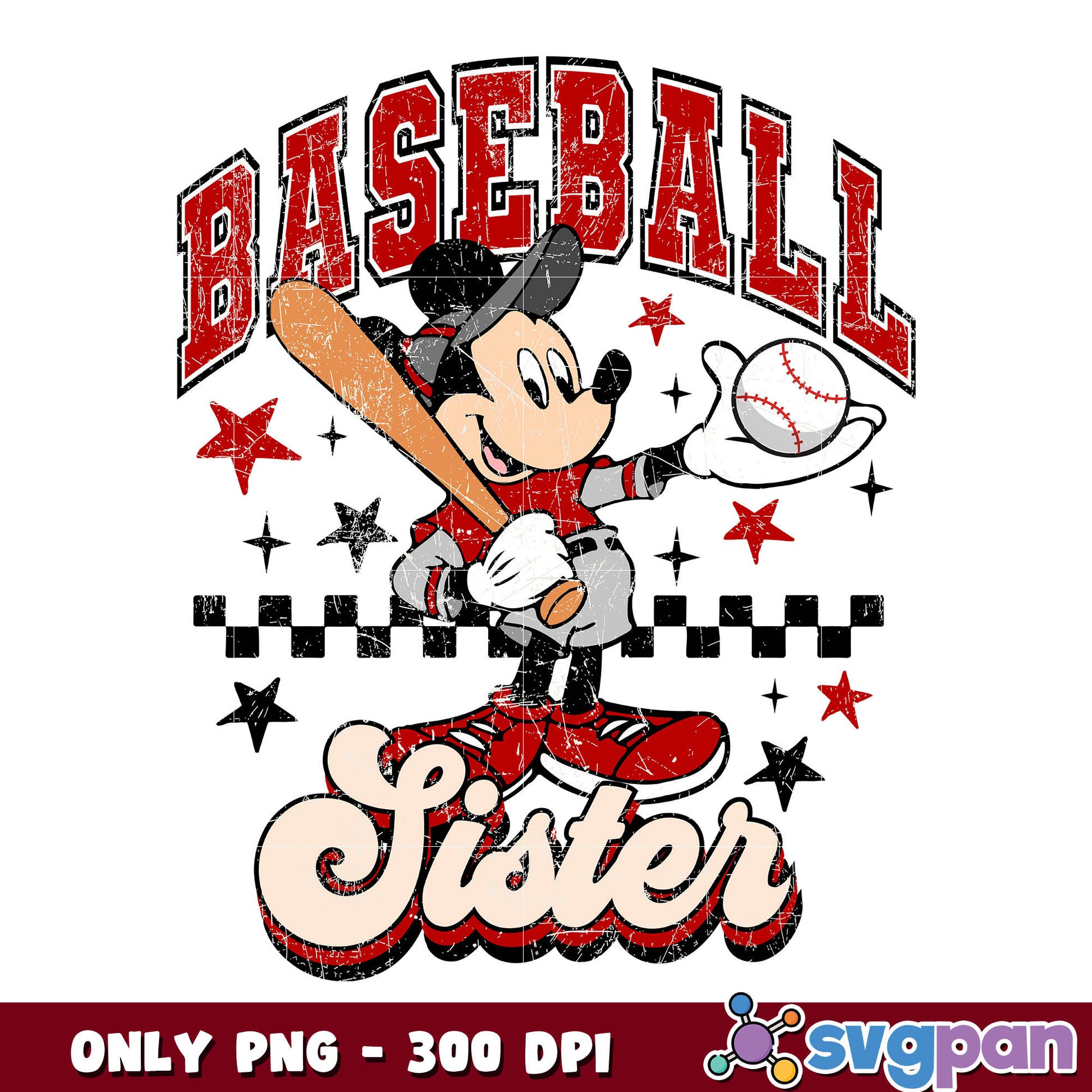 Mickey baseball sister png
