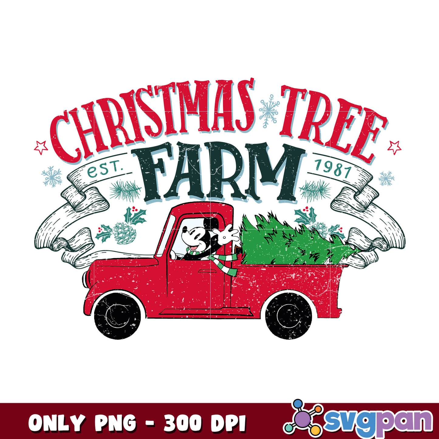 Mickey chrismas tree farm est 1981 png