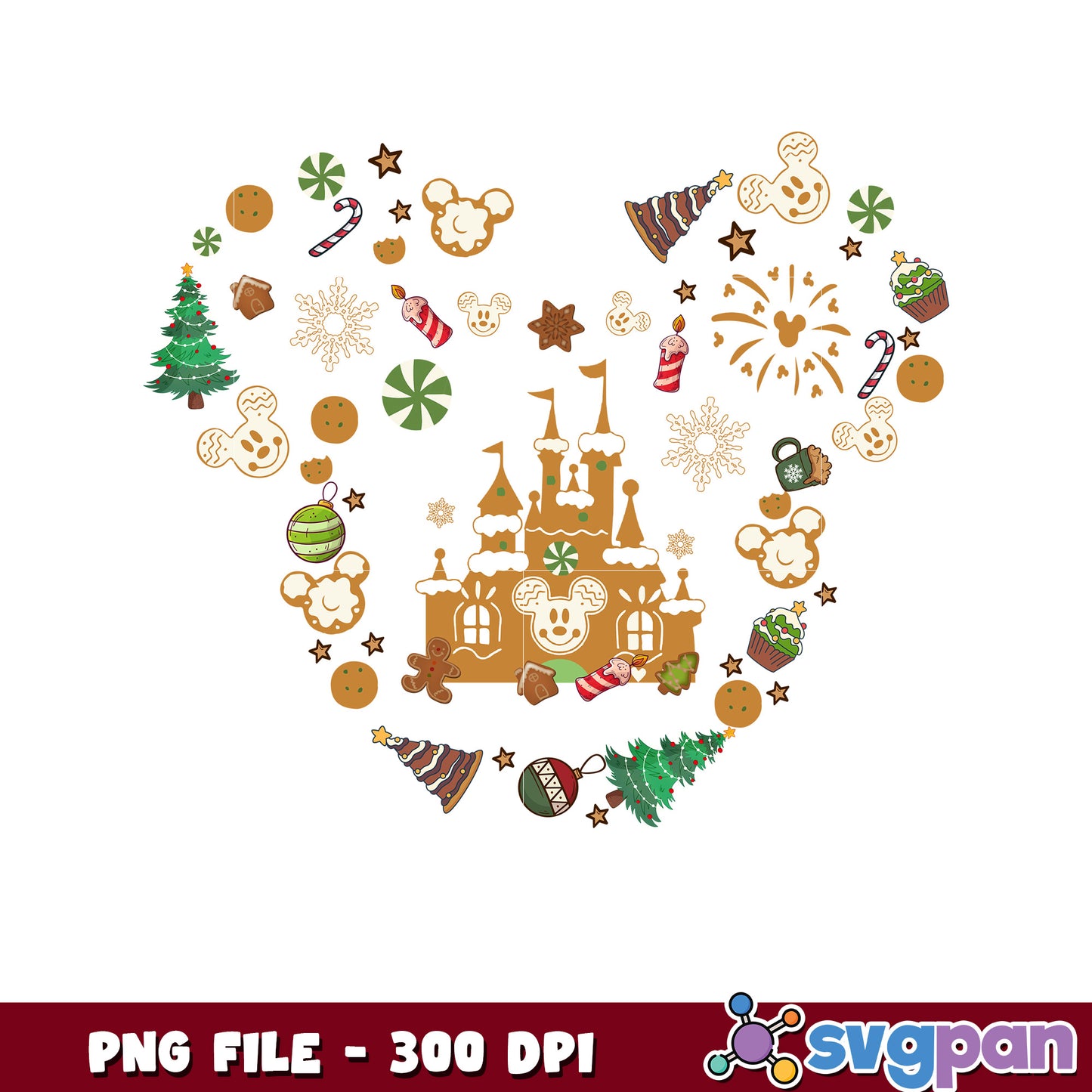 Mickey cookies png, chistmas design png, disney cartoon png