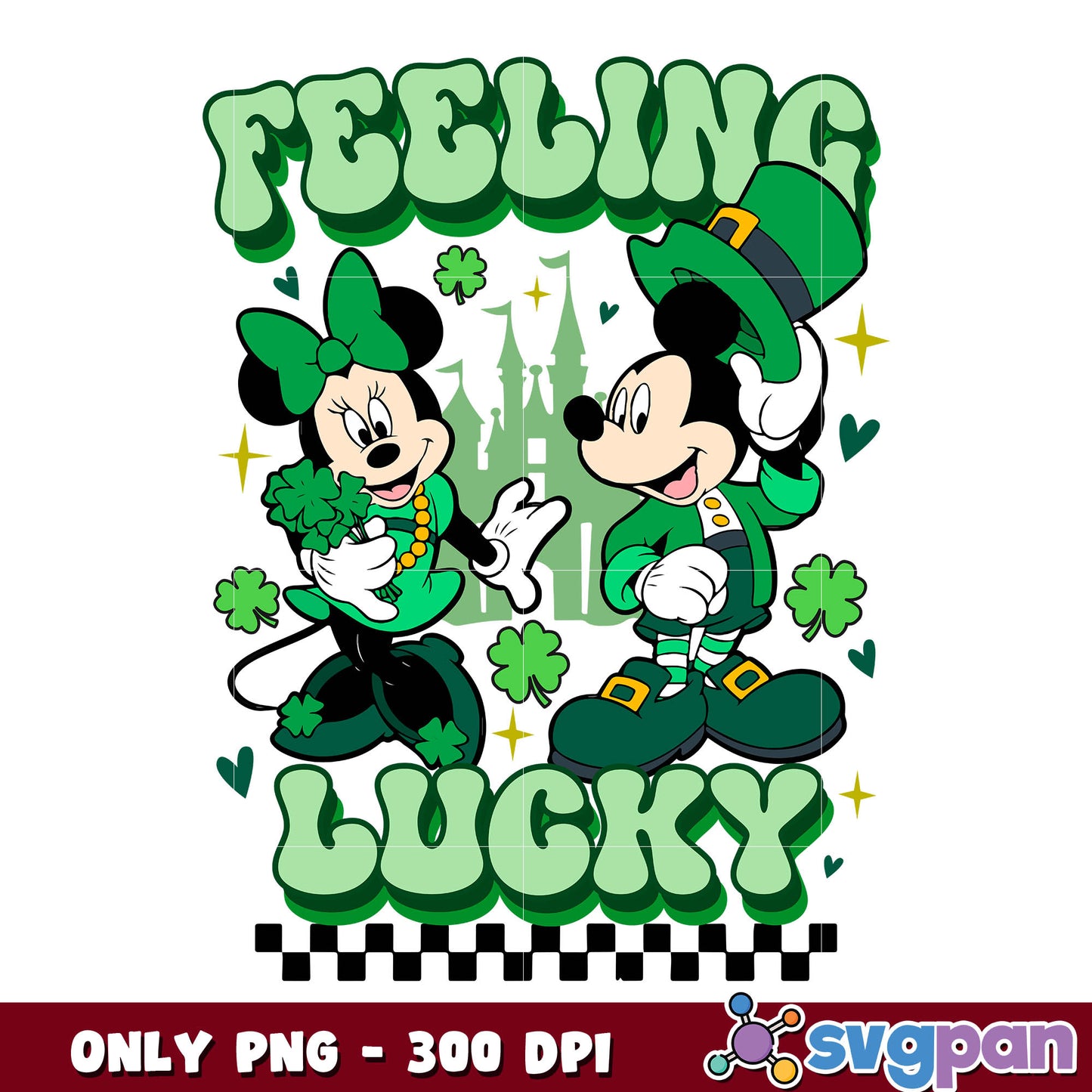 Mickey couple felling lucky design png