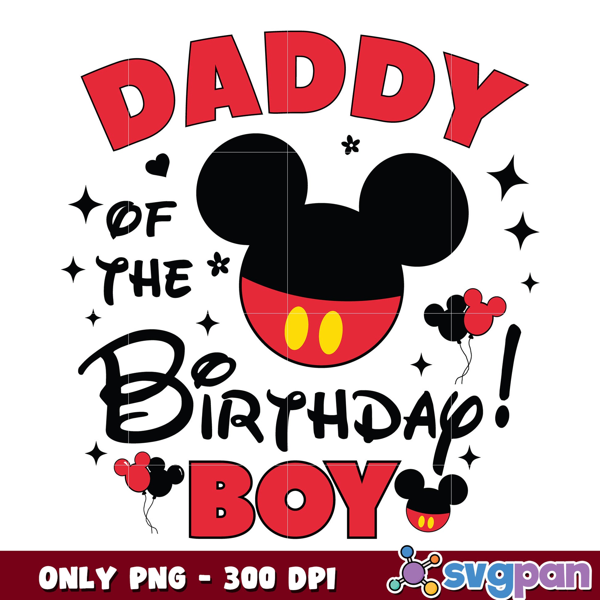 Mickey daddy of the birthday boy png, mickey mouse head png