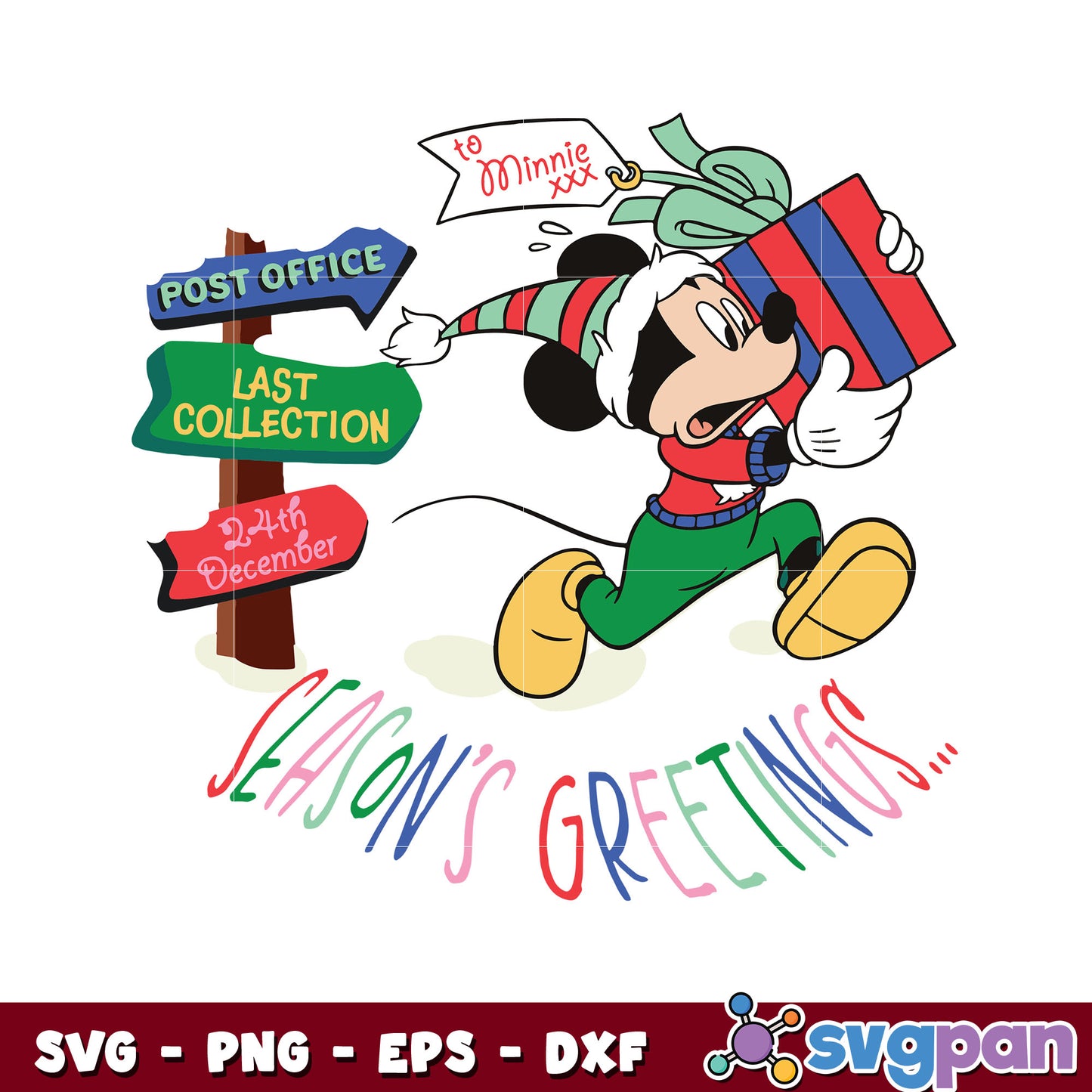 Mickey disney mouse christmas svg, mickey christmas hat​ svg