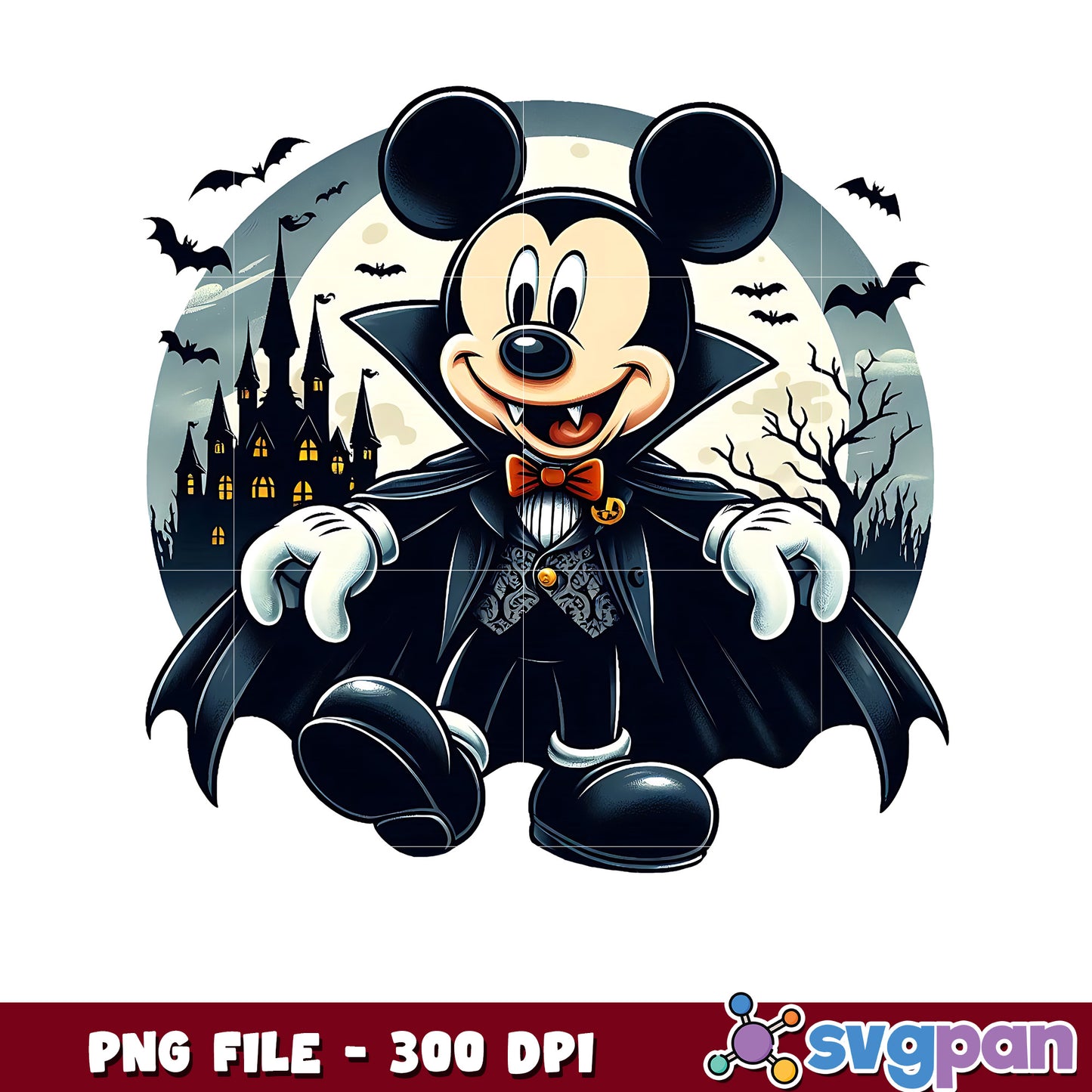 Mickey dracula png, happy halloween png, halloween decor​ png