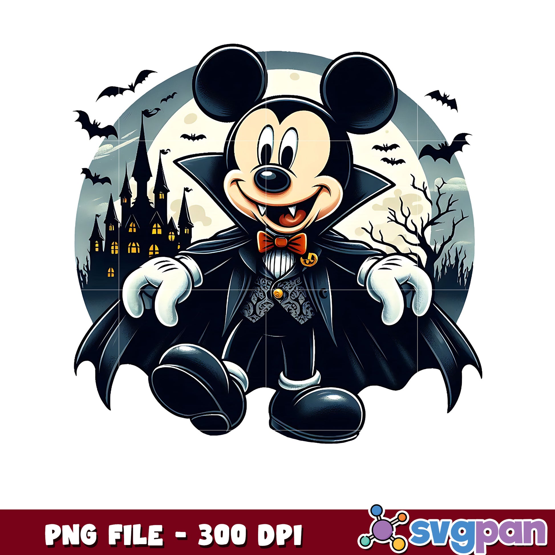 Mickey dracula png, happy halloween png, halloween decor​ png