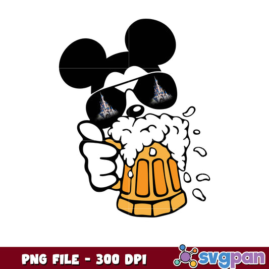 Mickey drinks beer png, funny disney parody png, mickey mouse adult humor design png