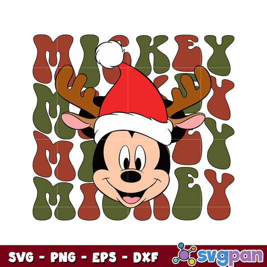 Mickey face reindeer christmas design svg, mickey head christmas svg