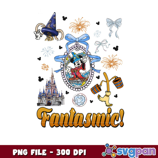 Mickey fantasmic png, sorcerer mickey magic hat png, disney fantasmic png