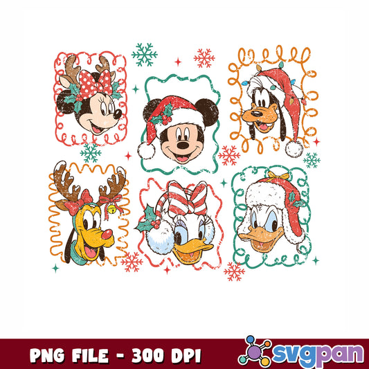 Mickey friends png, merry christmnas png, christmas characters png