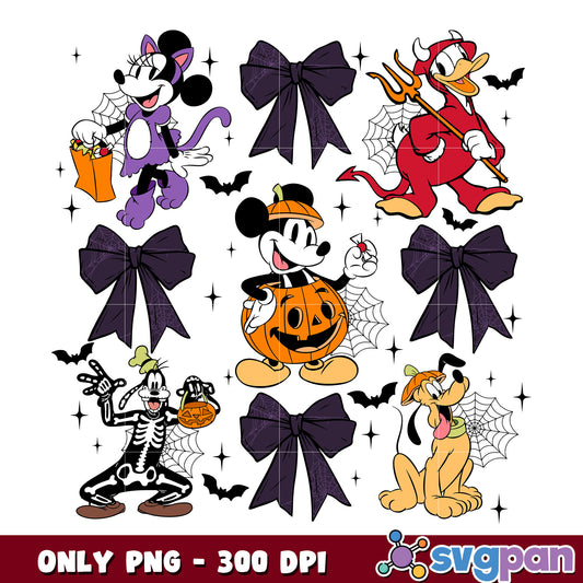 Mickey friends pumpkin bow tie png, mickey png, disney halloween png