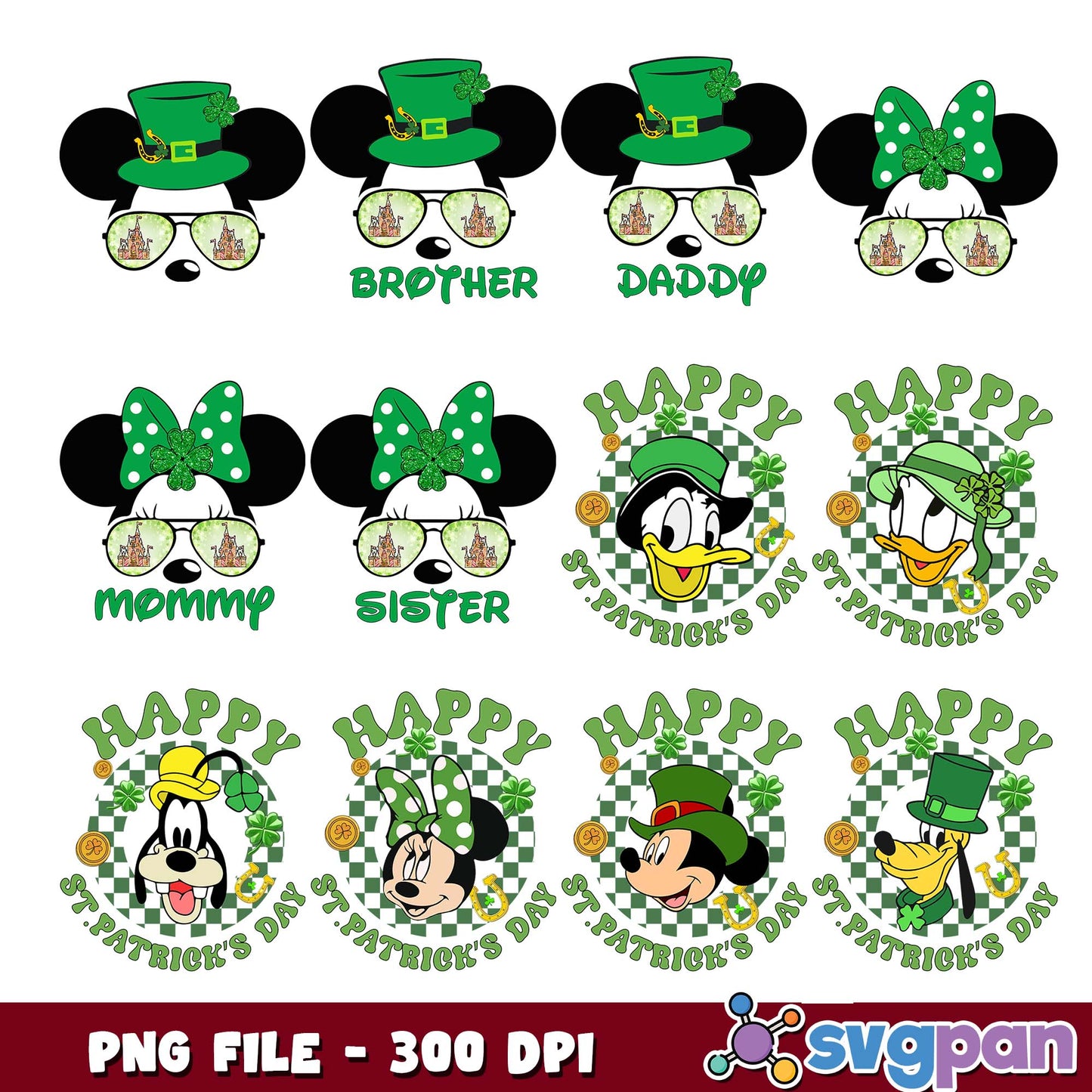 Mickey happy st patricks day png bundle