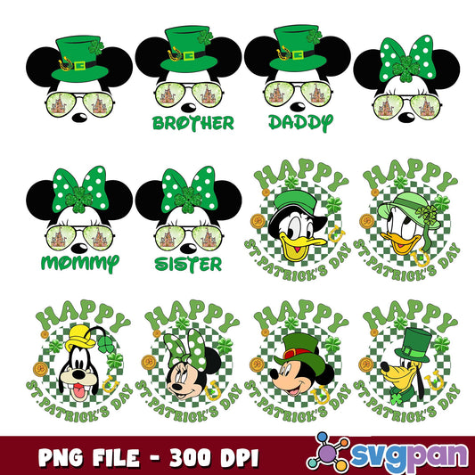 Mickey happy st patricks day png bundle