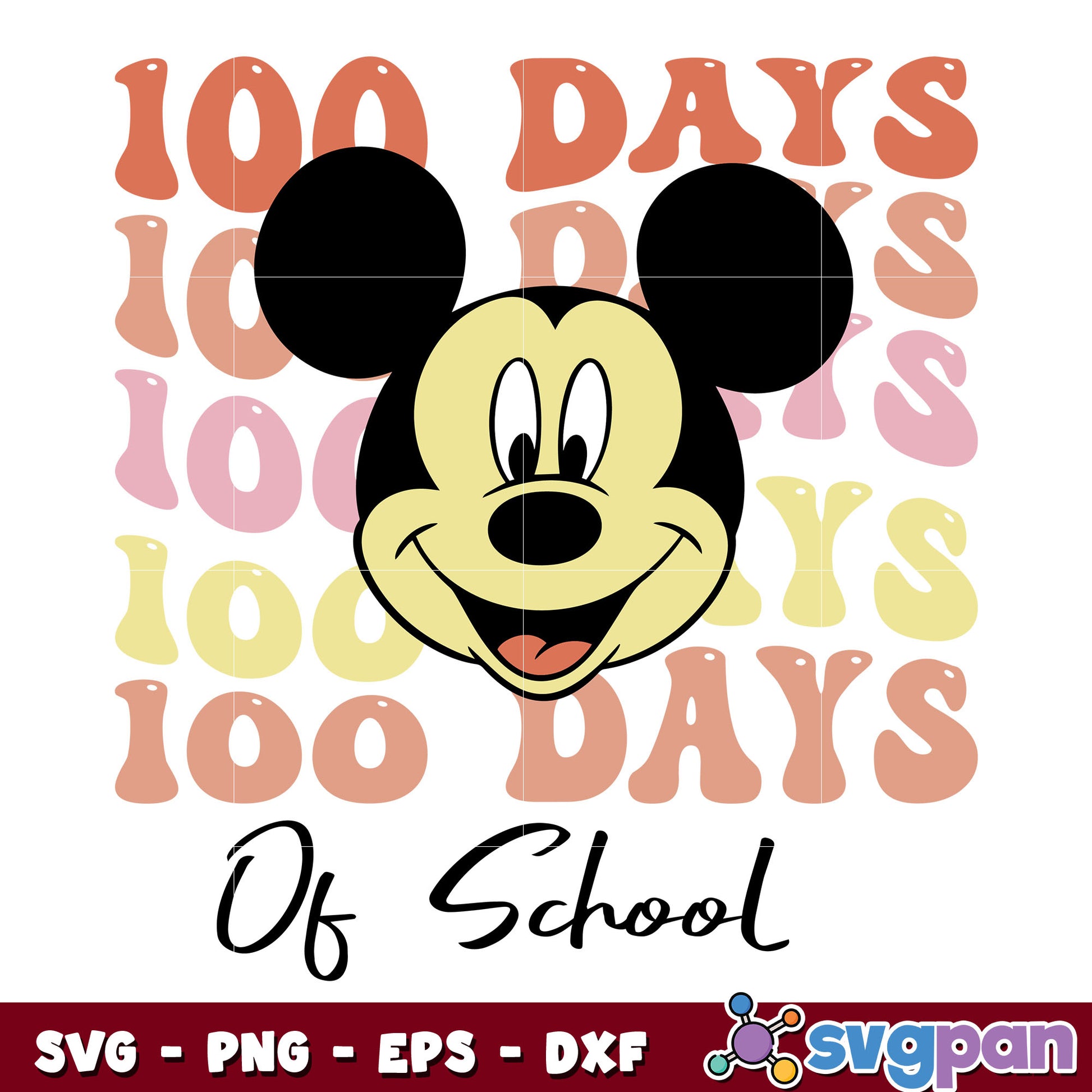 Mickey head 100 day of school svg