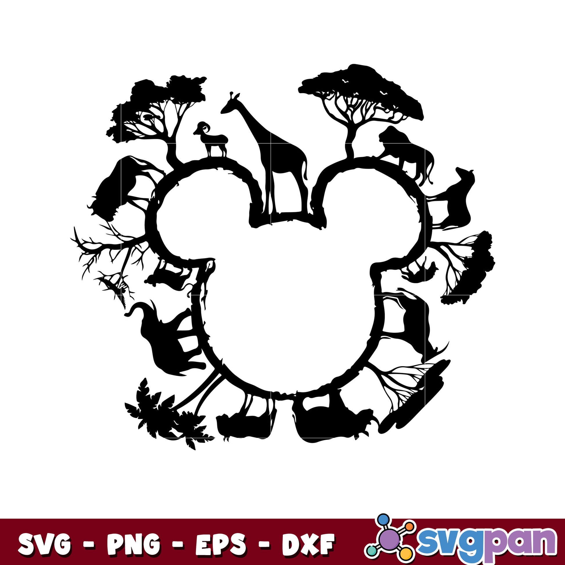 Mickey head animal kingdom black svg, disney animal kingdom​ svg