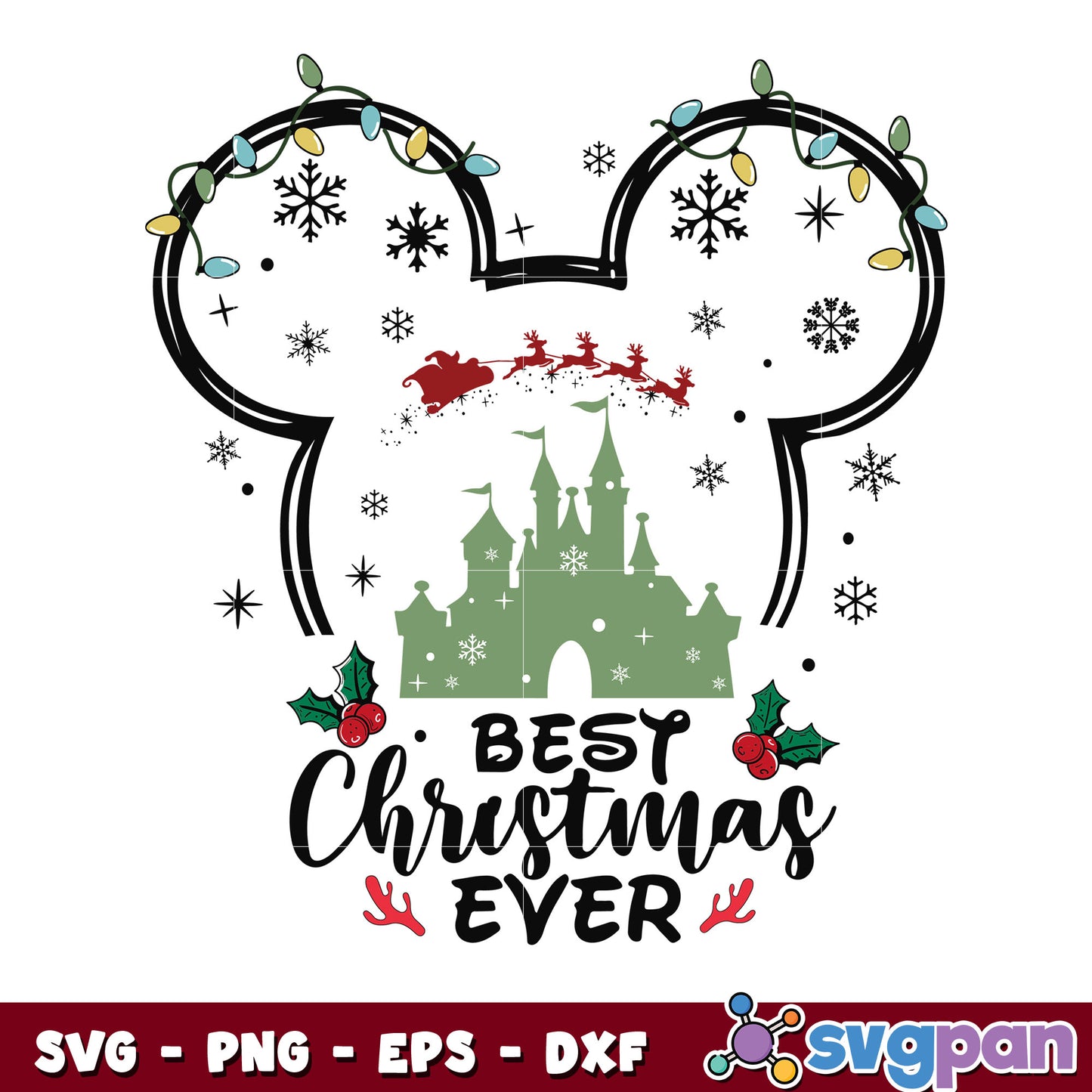 Mickey head best christmas ever svg