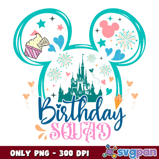 Mickey head birthday squad png, mickey mouse head png