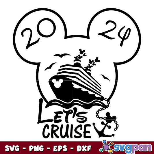 Mickey head let's cruise 2024 svg