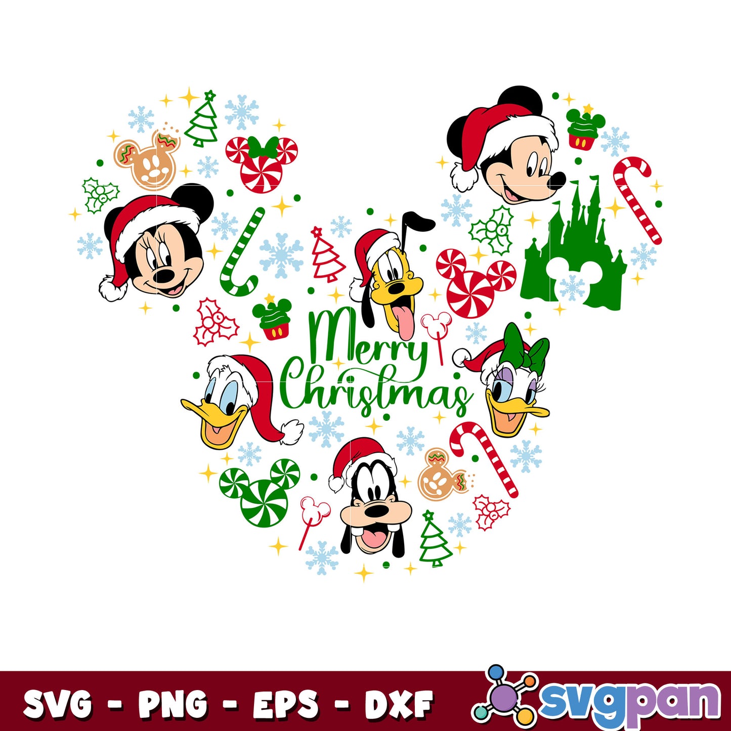 Mickey head merry christmas svg