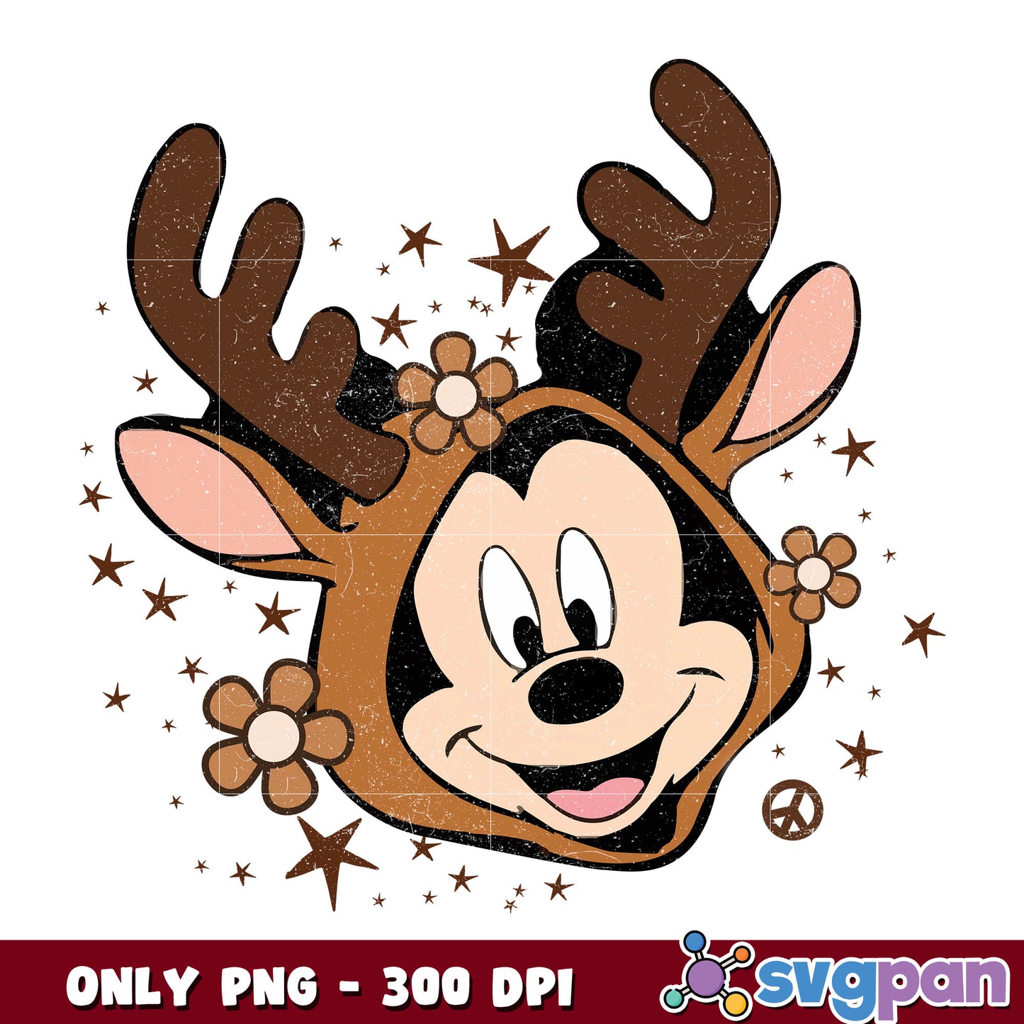 Mickey head mouse reineer chrismas png