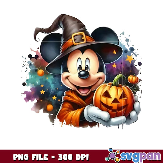 Mickey holding pumpkin png, spirit halloween png, halloween season png