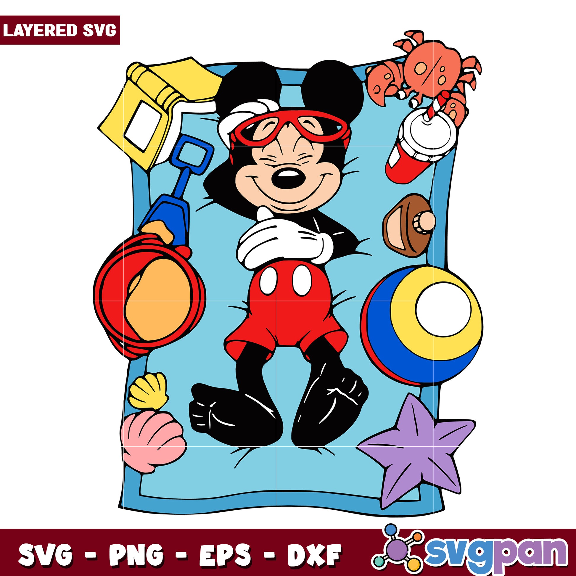 Mickey in the beach svg, disney characters svg, summer time svg