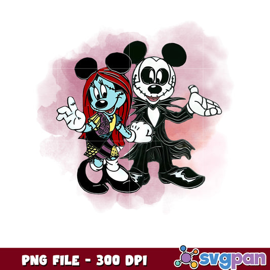 Mickey jack and sally minnie png, halloween png, halloween cartoon png