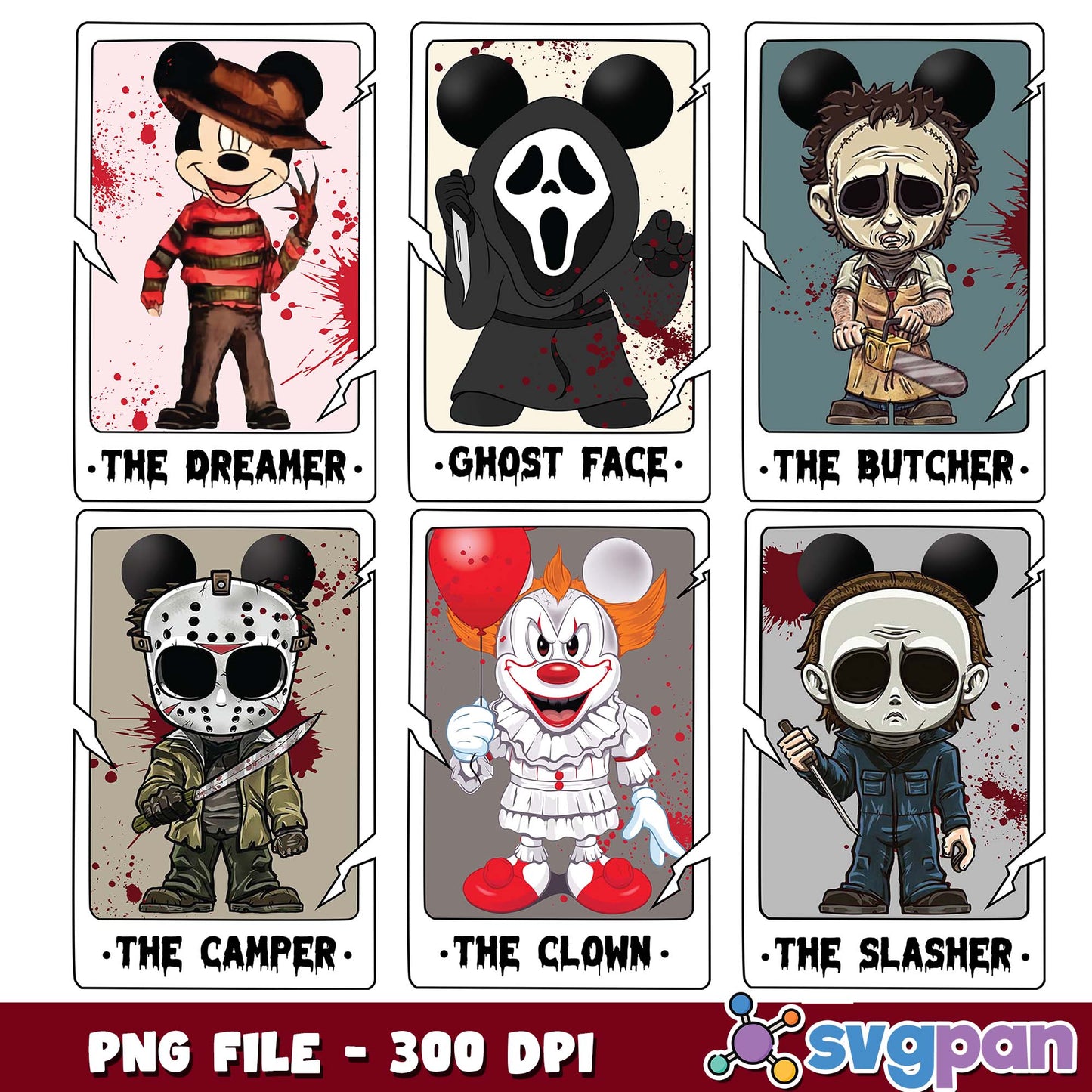 Mickey killers cards png bundle