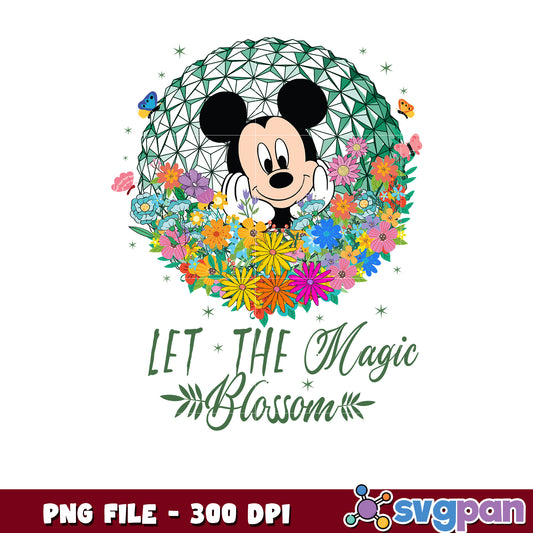 Mickey let the magic blossom png, mickey flower png, mickey magical garden png