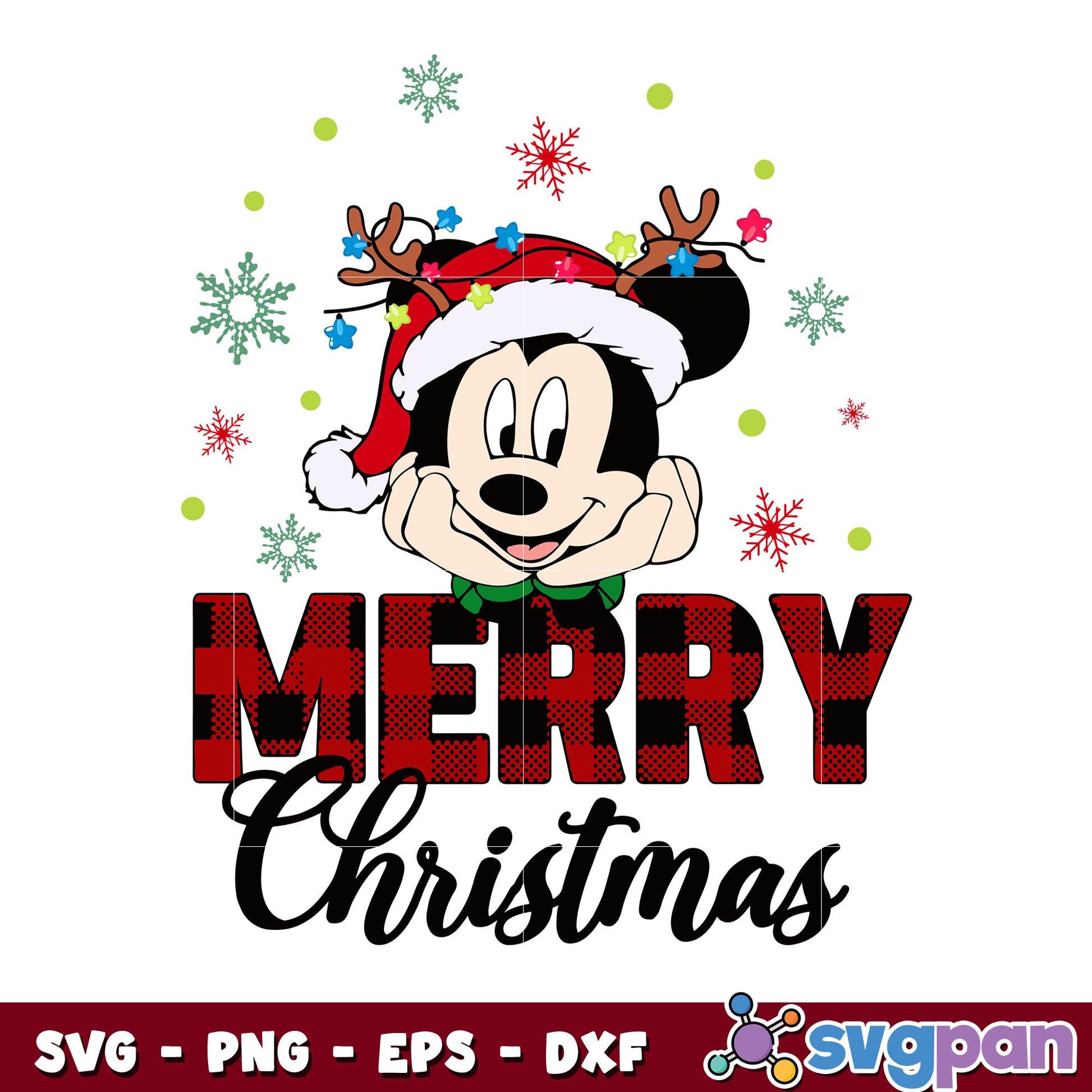 Mickey lights merry christmas svg