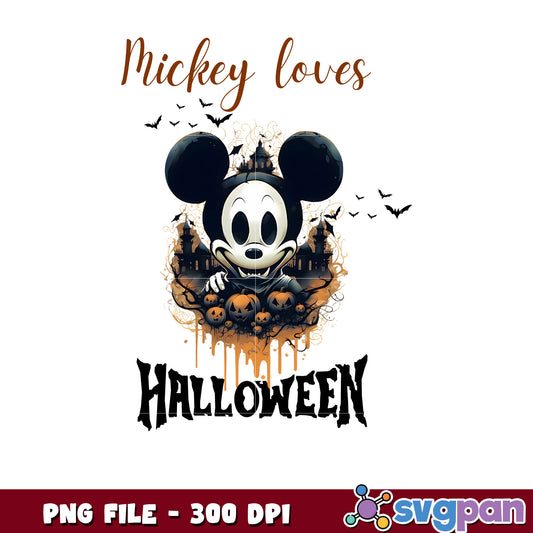 Mickey loves halloween png, halloween png, halloween cartoon png