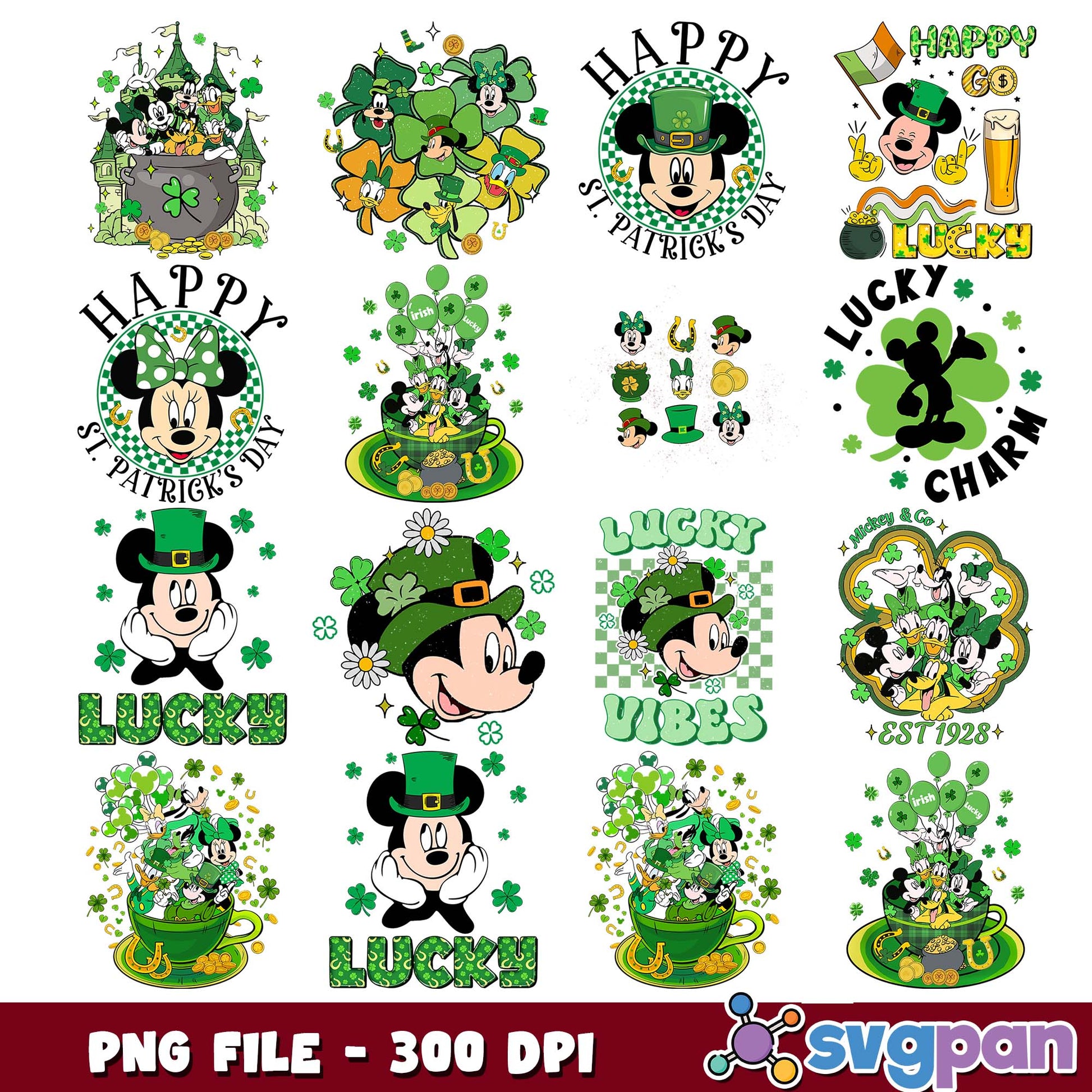 Mickey lucky vibes png bundle