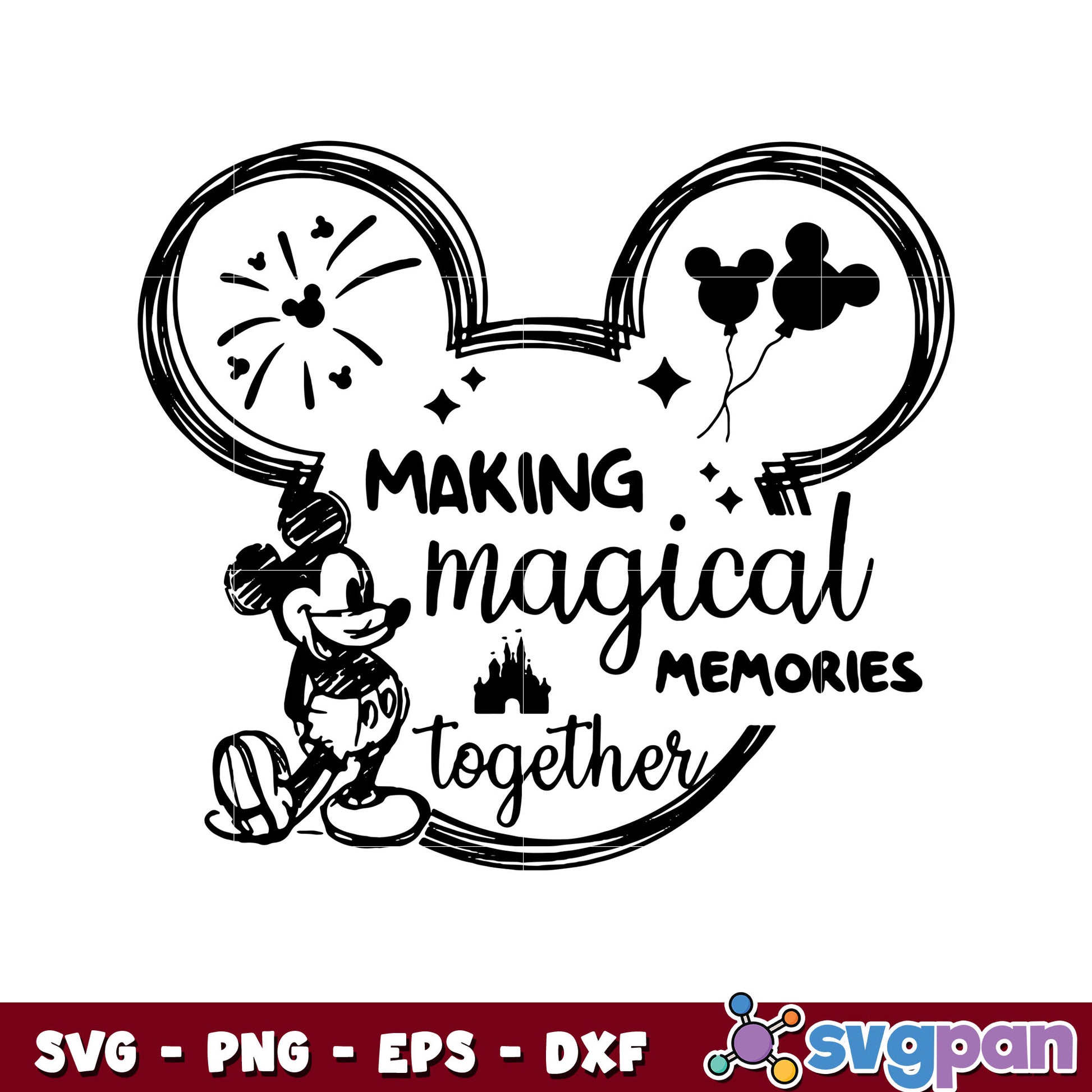 Mickey making magical memories together svg, disney mickey head​ svg