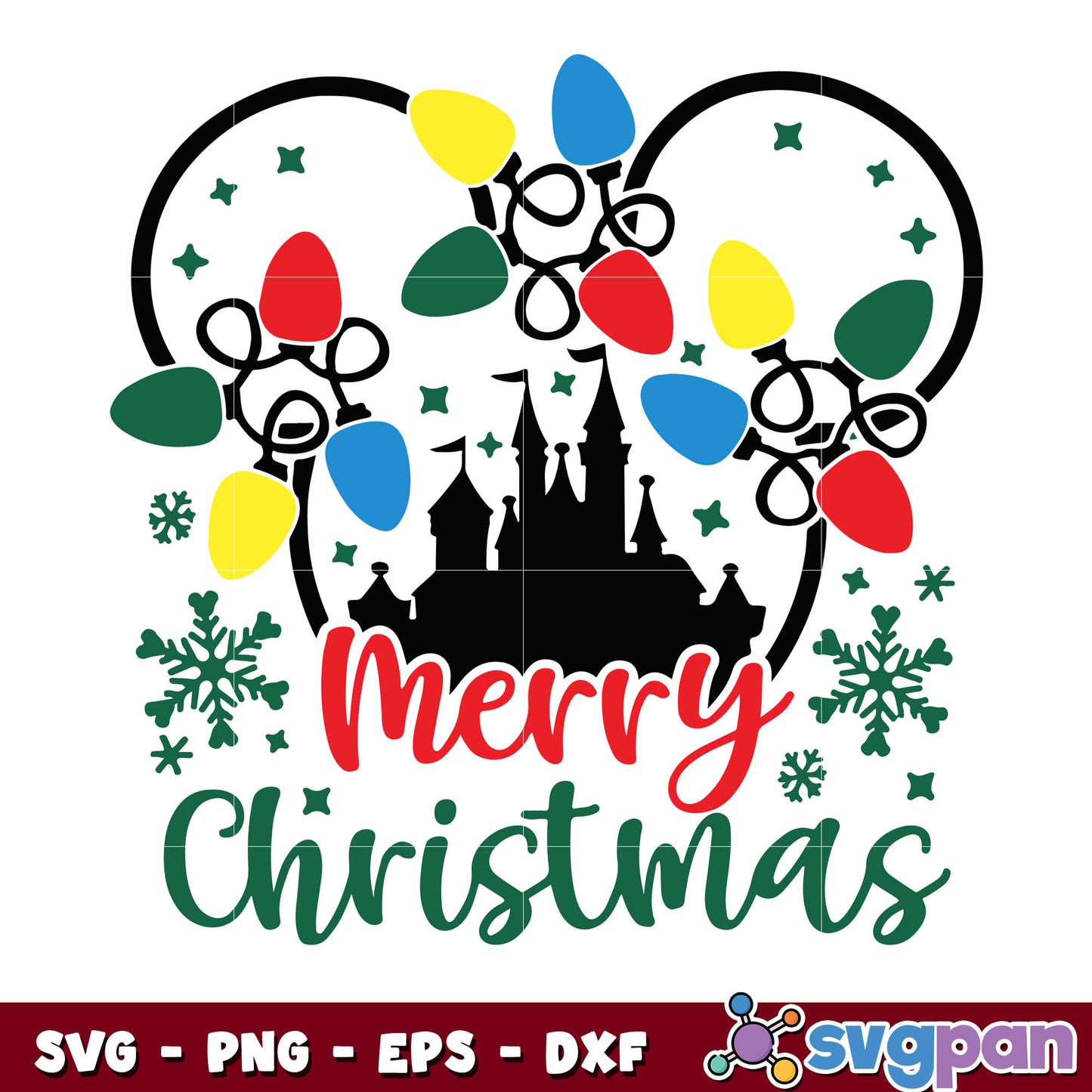 Mickey merry christmas lights svg