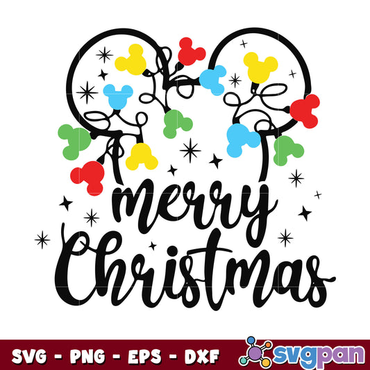 Mickey merry christmas lights svg