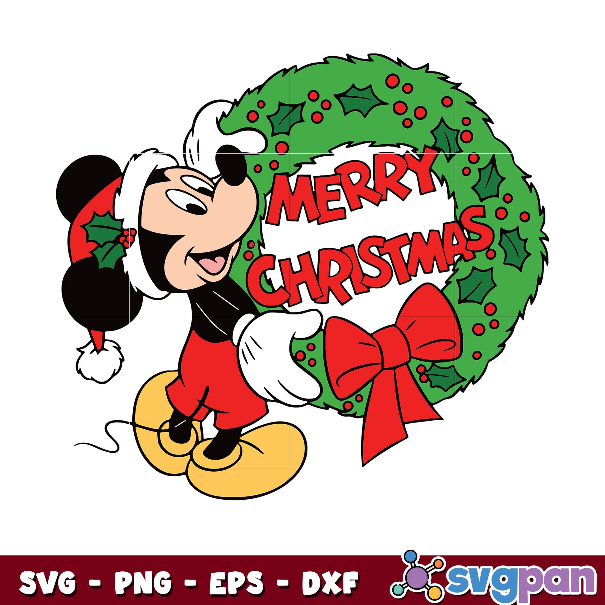 Mickey merry christmas svg