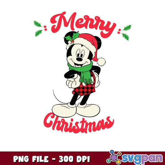 Mickey merry christmas vintage png, chistmas white png, winter png
