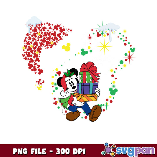 Mickey merry png, chistmas white png, winter png