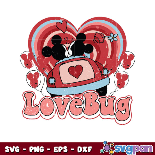 Mickey minnie love bug svg, mickey mouse valentine​ svg