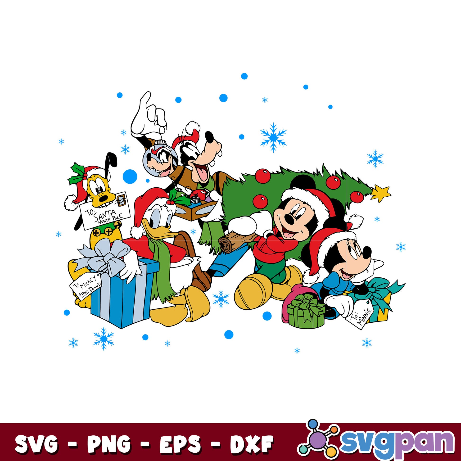 Mickey mouse and friends christmas tree svg, mickey christmas hat svg