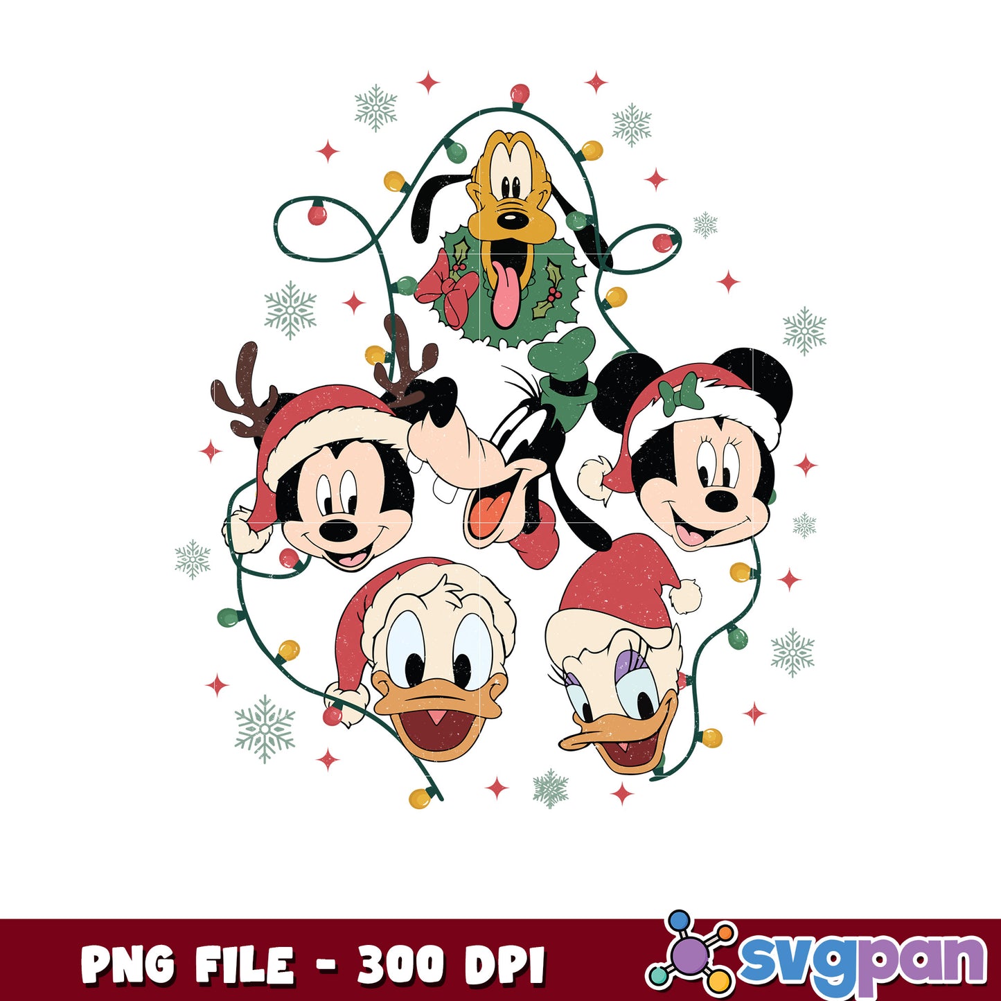 Mickey mouse and friends png, chistmas white png, winter png