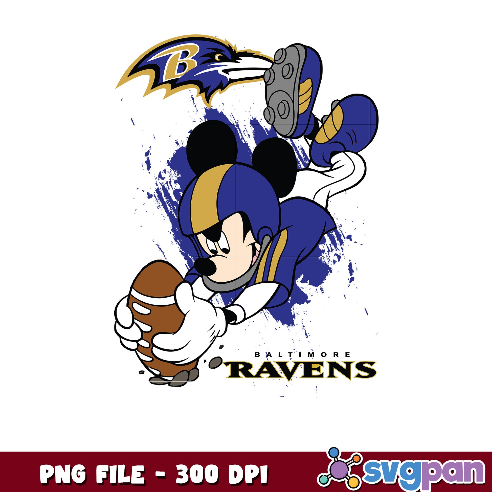 Mickey mouse baltimore ravens design png, nfl ravens, rugby american png