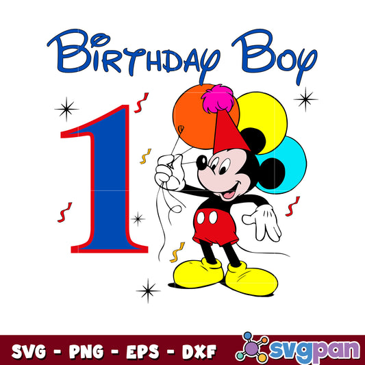 Mickey mouse birthday boy 1 design svg, mickey mouse birthday​ svg